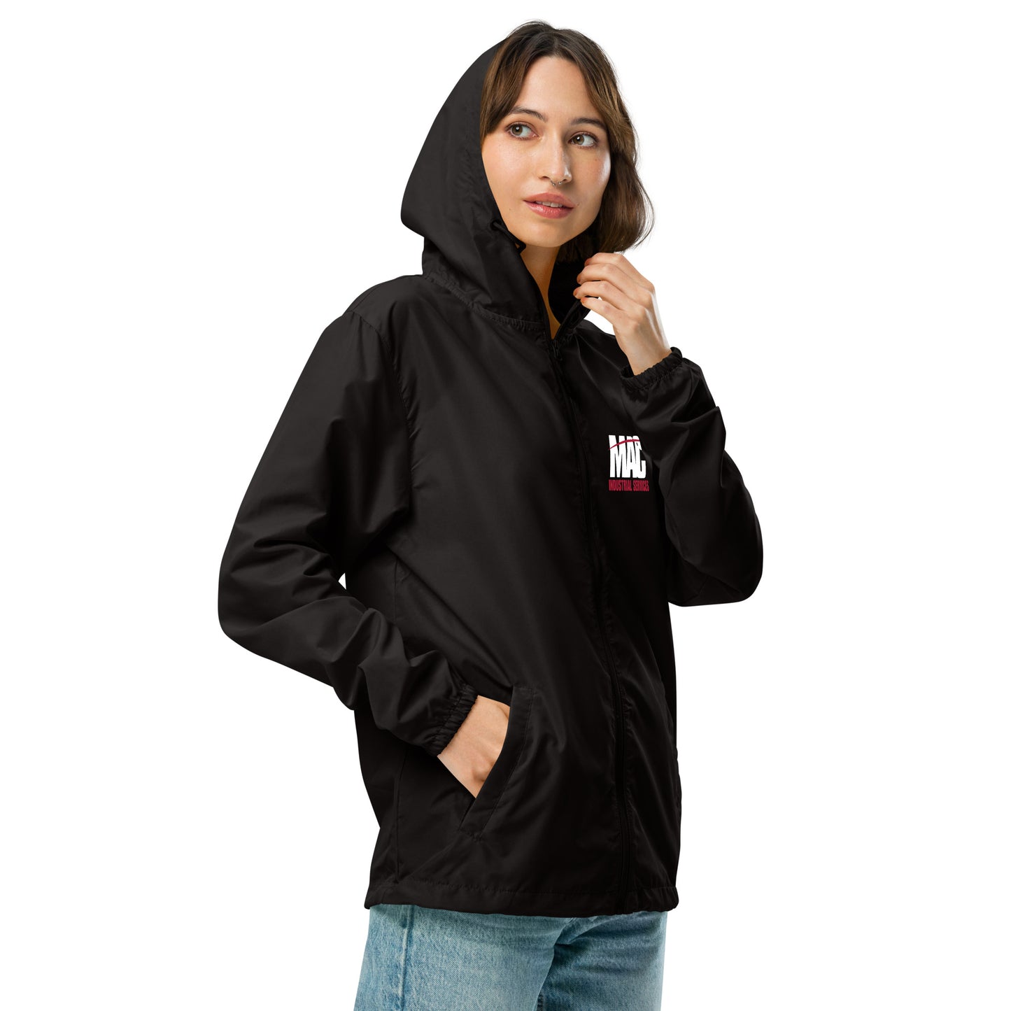 Unisex lightweight zip up windbreaker - Black Logo