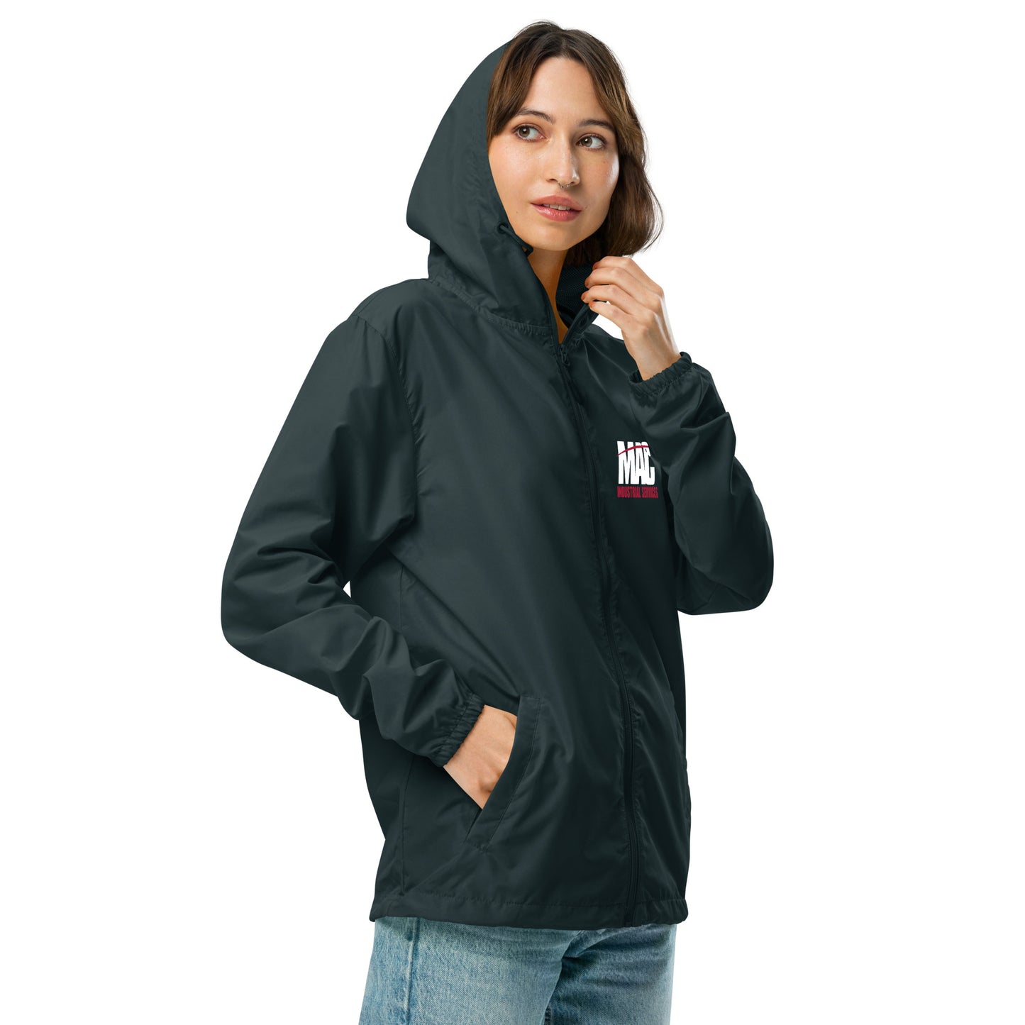 Unisex lightweight zip up windbreaker - Black Logo